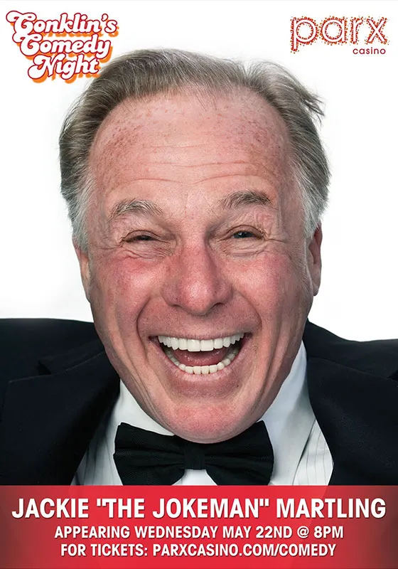 Parx Casino comedy night card for Jackie "The Jokeman" Martling